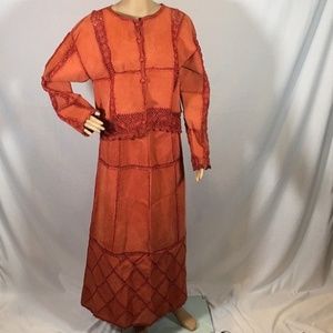 S. M. H. Suede blouse and skirt